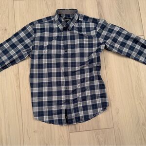 Men’s Hugo Boss Blue and White Checked Button Down, Slim Fit 2XL